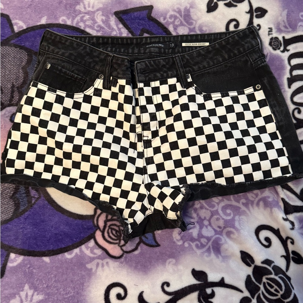 Blackheart Checkered Jean Shorts